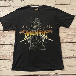 Vtg Dragonforce T-Shirt 2007 World Tour Band Merch Black Graphic‎ Tee Size M